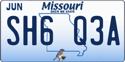 MO license plate SH6Q3A