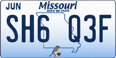 MO license plate SH6Q3F