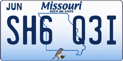 MO license plate SH6Q3I