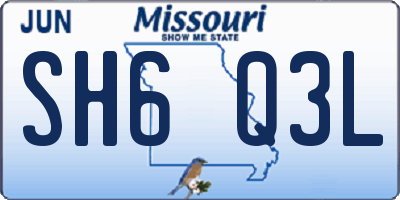 MO license plate SH6Q3L