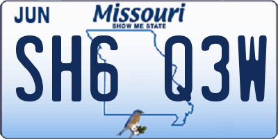 MO license plate SH6Q3W