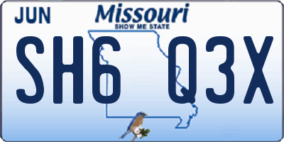 MO license plate SH6Q3X