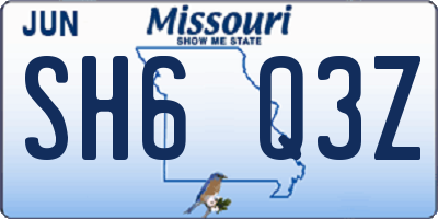 MO license plate SH6Q3Z