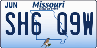 MO license plate SH6Q9W