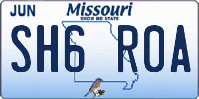 MO license plate SH6R0A