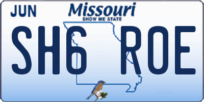 MO license plate SH6R0E