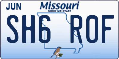 MO license plate SH6R0F