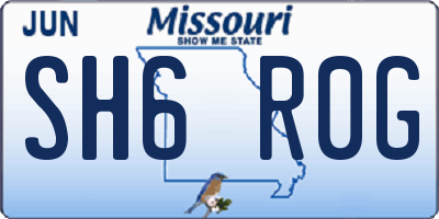 MO license plate SH6R0G
