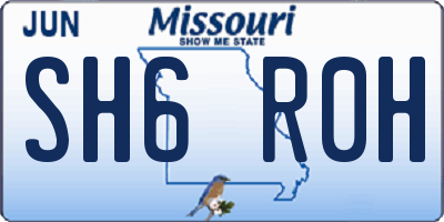 MO license plate SH6R0H