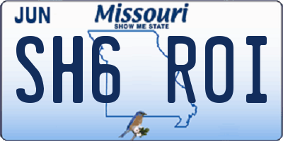 MO license plate SH6R0I