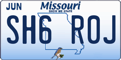 MO license plate SH6R0J