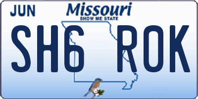 MO license plate SH6R0K