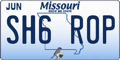 MO license plate SH6R0P
