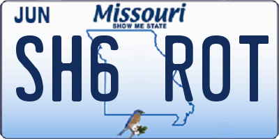 MO license plate SH6R0T