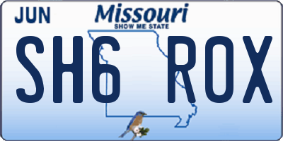 MO license plate SH6R0X