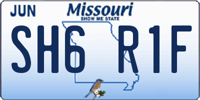 MO license plate SH6R1F