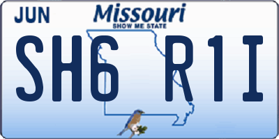 MO license plate SH6R1I
