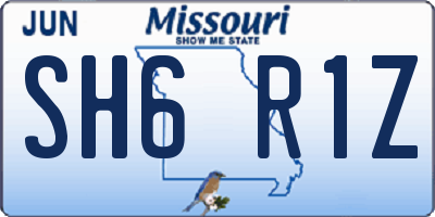 MO license plate SH6R1Z