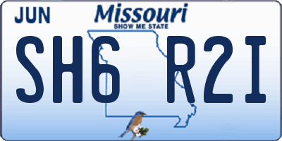 MO license plate SH6R2I