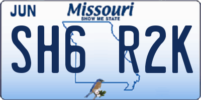 MO license plate SH6R2K
