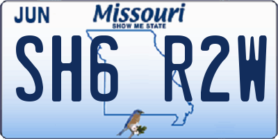 MO license plate SH6R2W