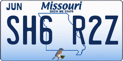 MO license plate SH6R2Z