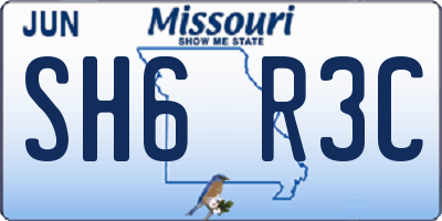 MO license plate SH6R3C
