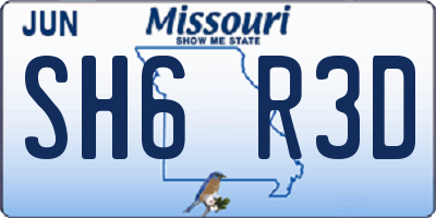 MO license plate SH6R3D