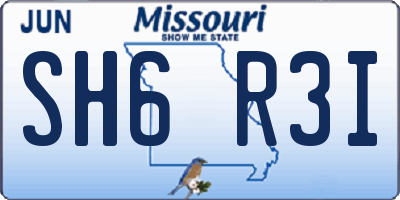 MO license plate SH6R3I