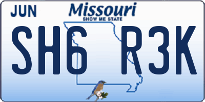 MO license plate SH6R3K