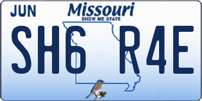MO license plate SH6R4E