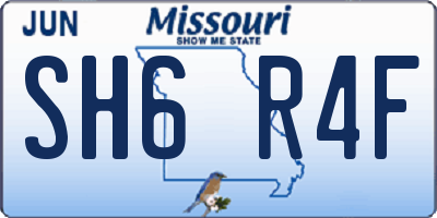 MO license plate SH6R4F