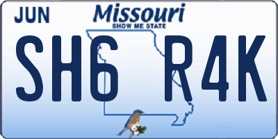 MO license plate SH6R4K