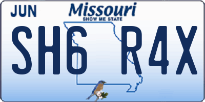MO license plate SH6R4X