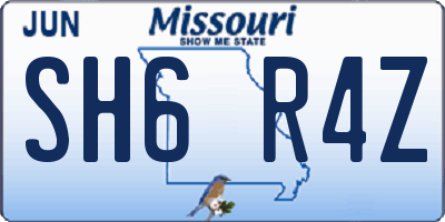 MO license plate SH6R4Z