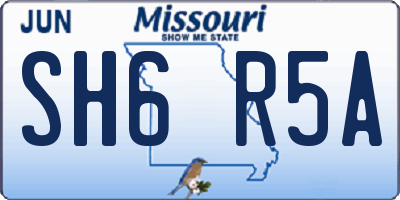 MO license plate SH6R5A