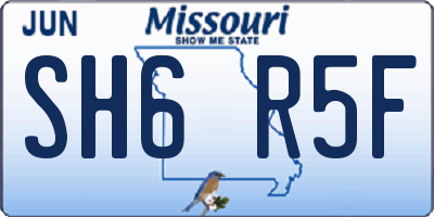 MO license plate SH6R5F