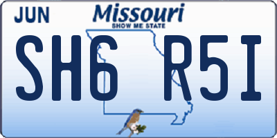 MO license plate SH6R5I