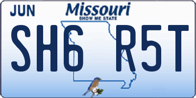 MO license plate SH6R5T