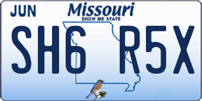 MO license plate SH6R5X