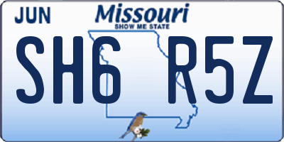MO license plate SH6R5Z