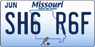 MO license plate SH6R6F
