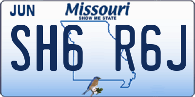 MO license plate SH6R6J
