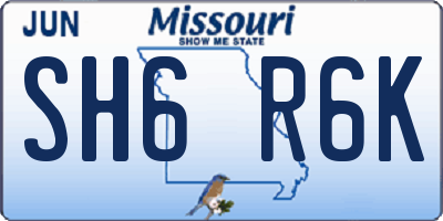MO license plate SH6R6K
