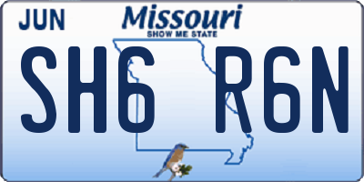 MO license plate SH6R6N