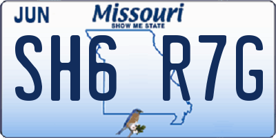 MO license plate SH6R7G