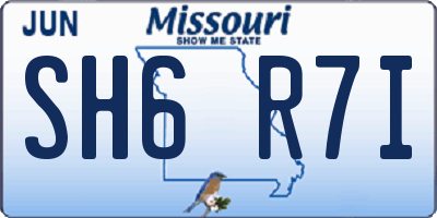 MO license plate SH6R7I