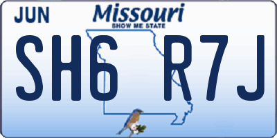 MO license plate SH6R7J