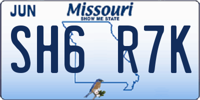 MO license plate SH6R7K