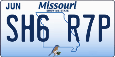 MO license plate SH6R7P